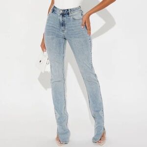 Classic Blue Slit Flare Women's Jeans